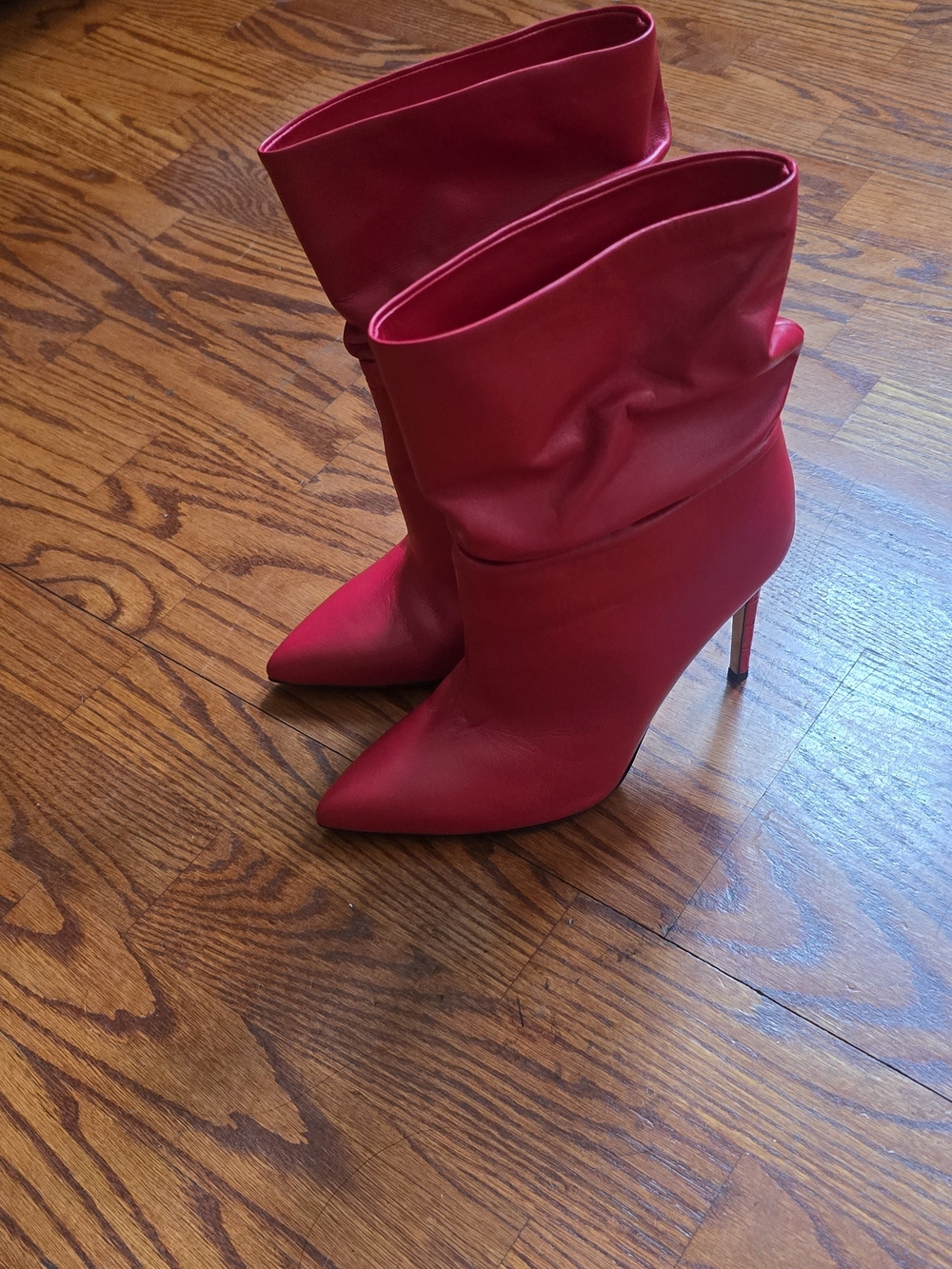 Paris Texas Red Pointed-Toe Slouch Mid-Calf Stiletto Boots